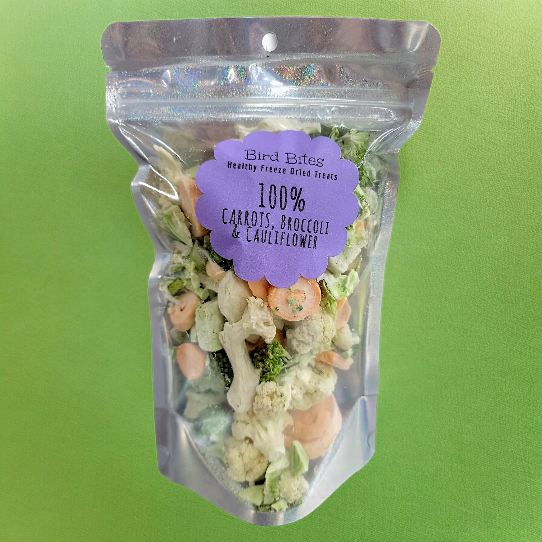 100% Carrots, Broccoli & Cauliflower - 1.5 Cups - Bird Bites Healthy Freeze Dried Treats