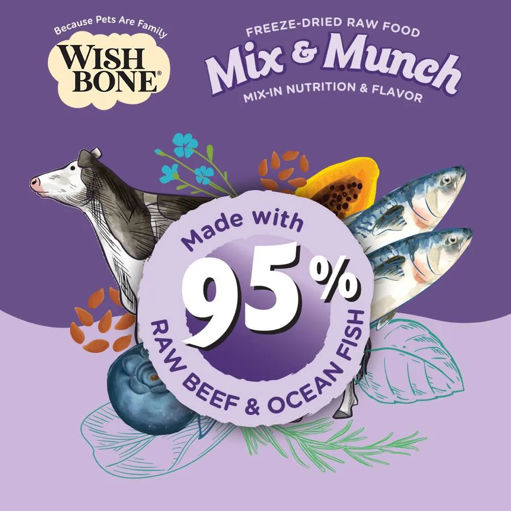 15% OFF: Wishbone Mix & Munch Beef & Ocean Fish Grain-Free Freeze-Dried Raw Food Cat Food Topper 350g