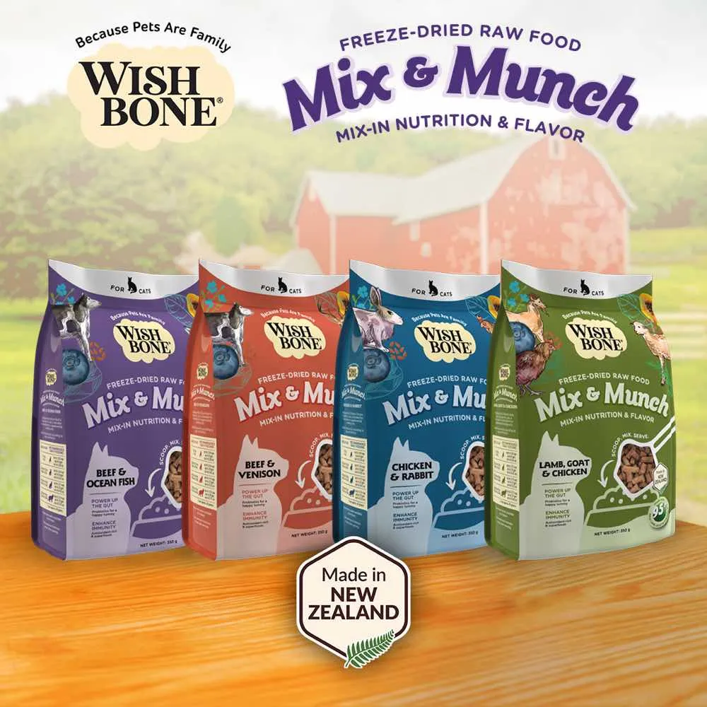 15% OFF: Wishbone Mix & Munch Beef & Ocean Fish Grain-Free Freeze-Dried Raw Food Cat Food Topper 350g