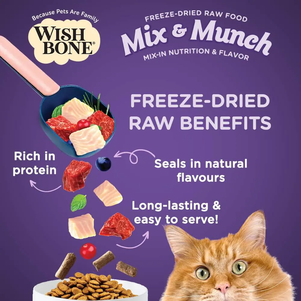 15% OFF: Wishbone Mix & Munch Beef & Ocean Fish Grain-Free Freeze-Dried Raw Food Cat Food Topper 350g