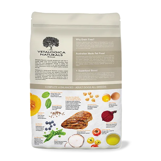 4 x 100g Vetalogica Naturals Grain Free Chicken Adult Dog Food SAMPLES