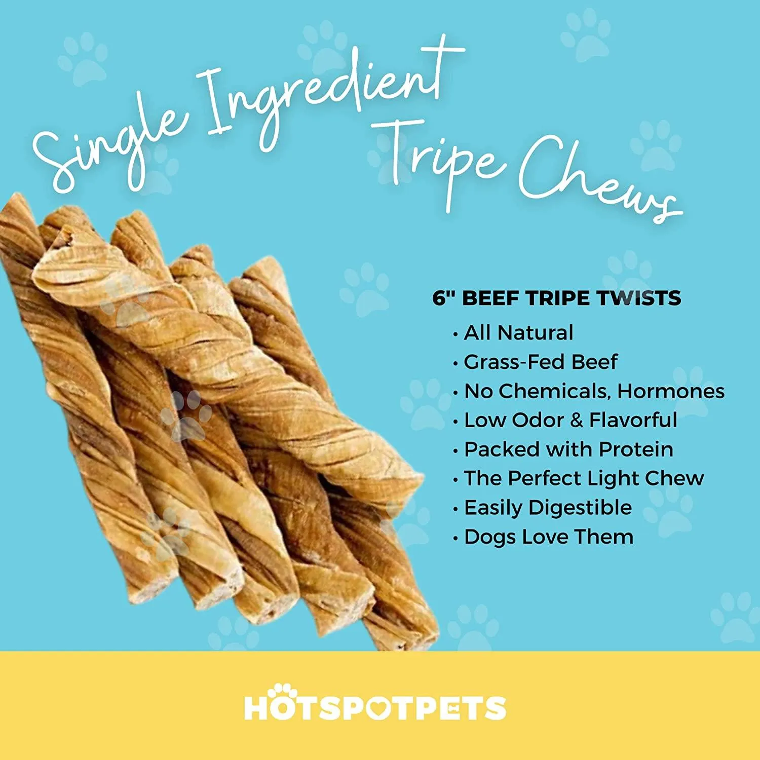 6" Inch Beef Tripe Twists for Small & Medium Dogs