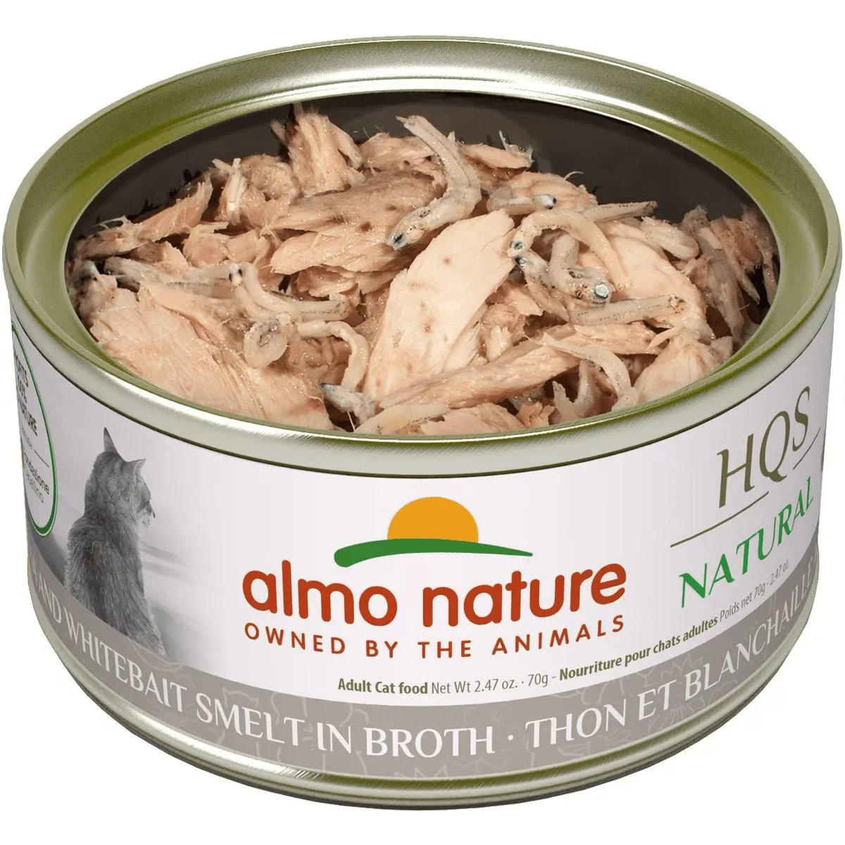 Almo Nature HQS Natural Tuna & Whitebait Smelt in Broth Grain-Free Canned Cat Food