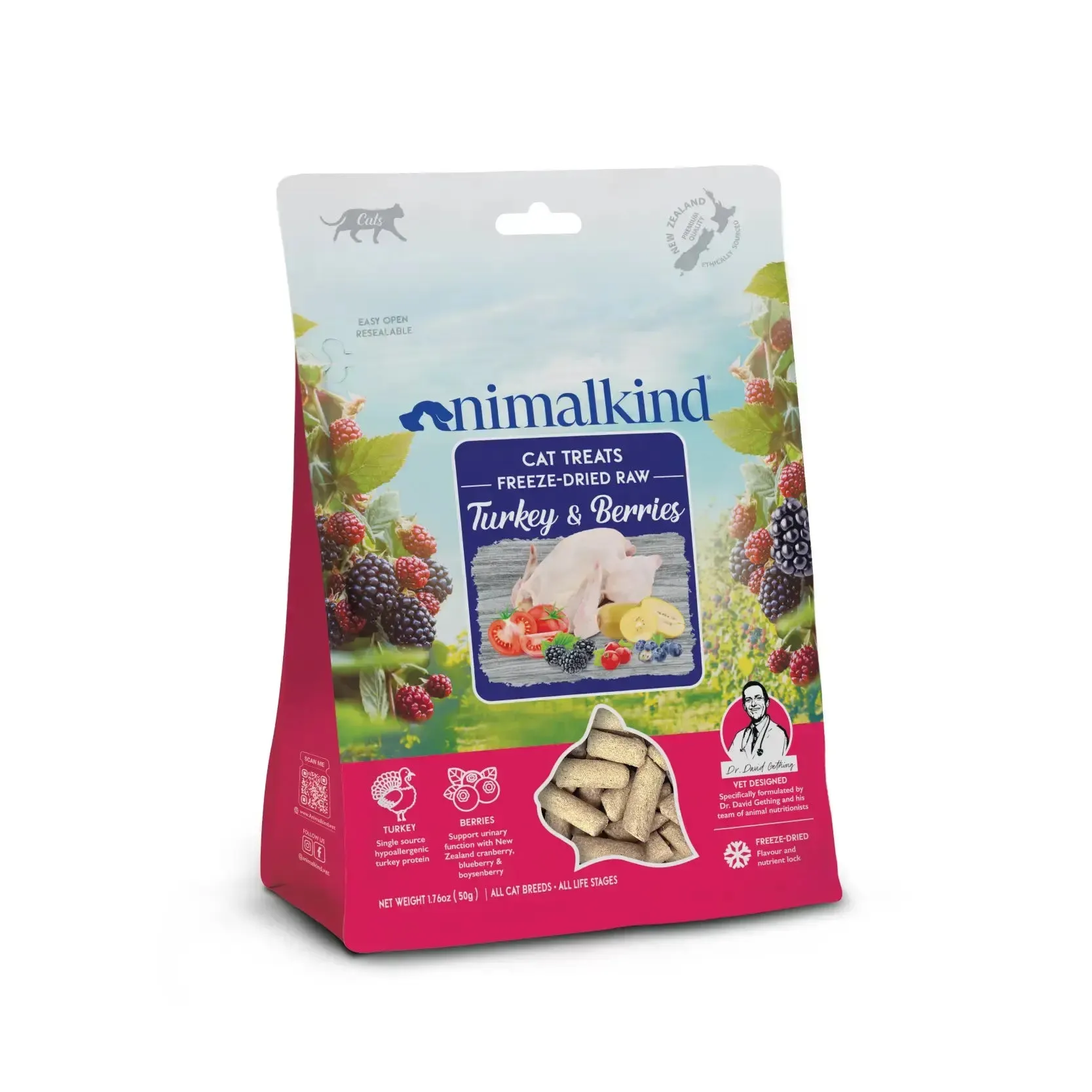 Animalkind Freeze-Dried Raw Cat Treats - Turkey & Berries 50g