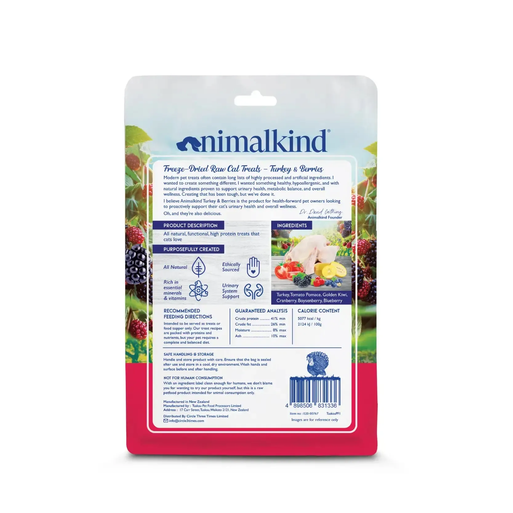 Animalkind Freeze-Dried Raw Cat Treats - Turkey & Berries 50g