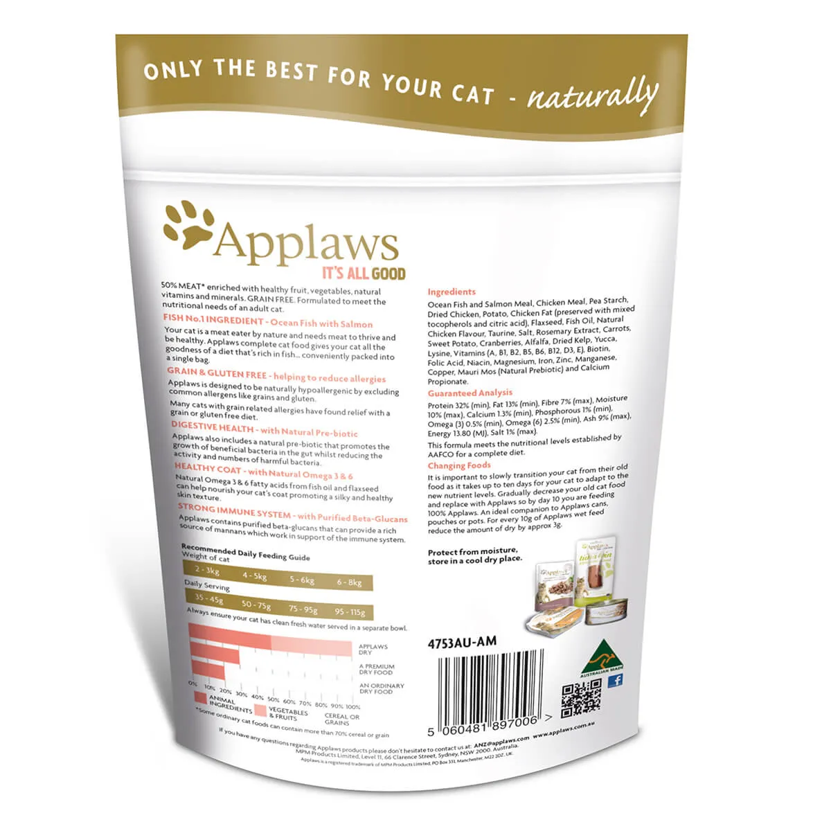 Applaws Natural Ocean Fish and Salmon Dry Cat Food