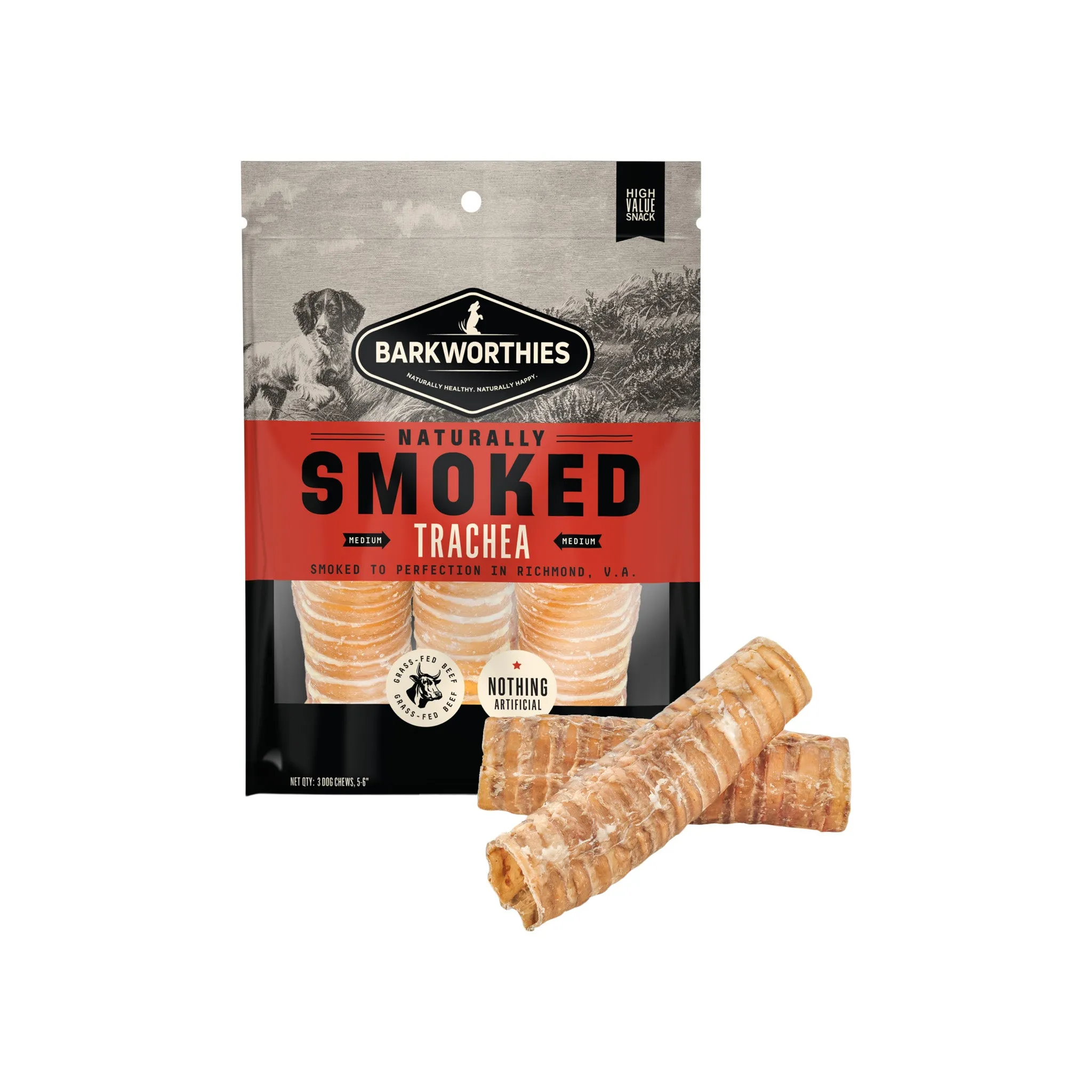 Barkworthies Naturally Smoked Trachea Dog Chews