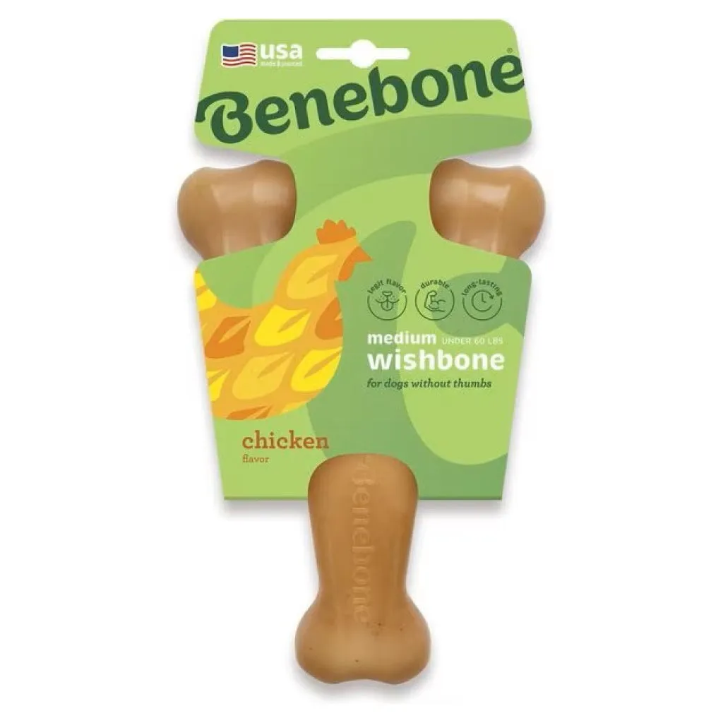 Benebone Rotisserie Chicken Flavor Wishbone Durable Chew Toy for Dogs