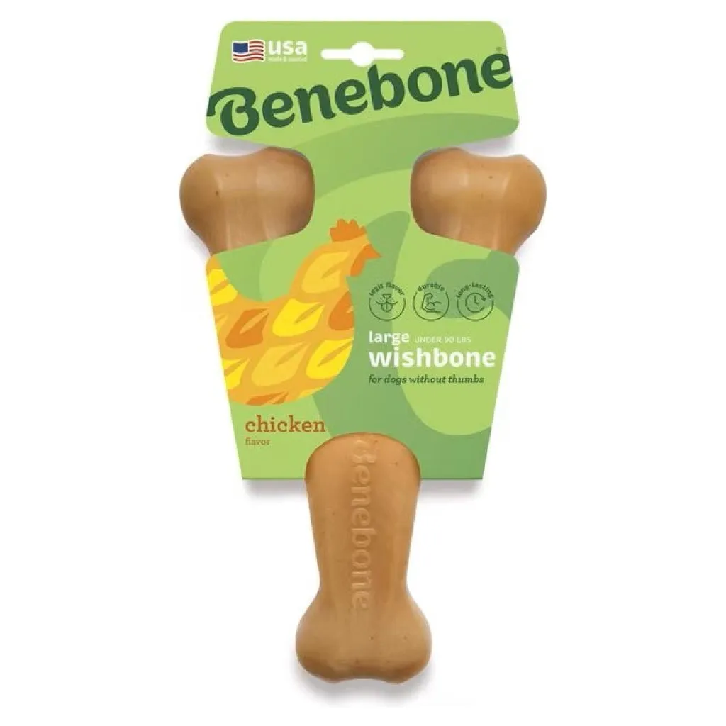 Benebone Rotisserie Chicken Flavor Wishbone Durable Chew Toy for Dogs