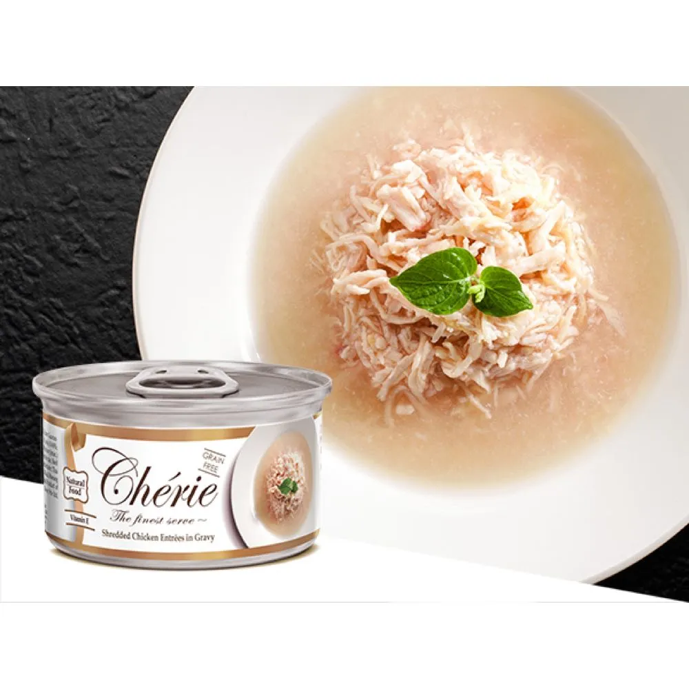 Cherie Shredded Chicken Entrées In Gravy Canned Cat Food 80g