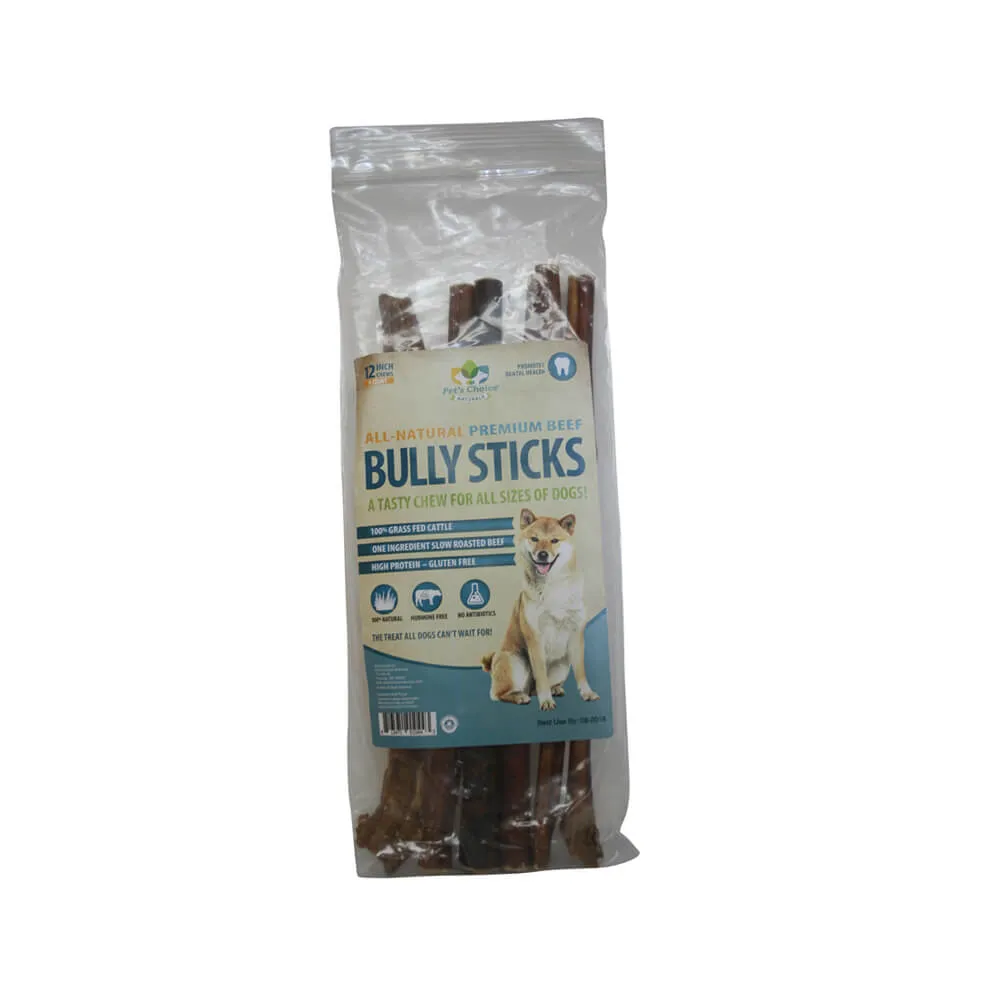 Dog Bully Sticks Premium All Natural Dog Pizzle Chews, 12"