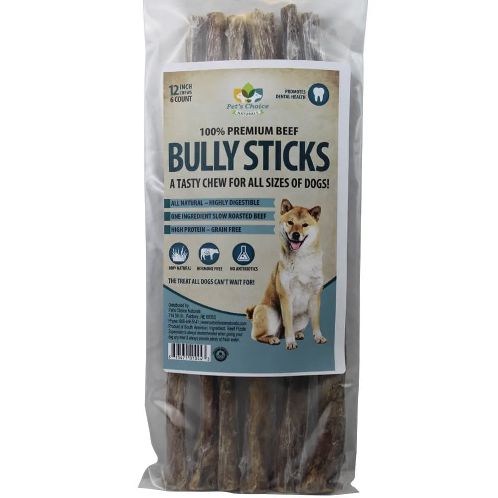 Dog Bully Sticks Premium All Natural Dog Pizzle Chews, 12"