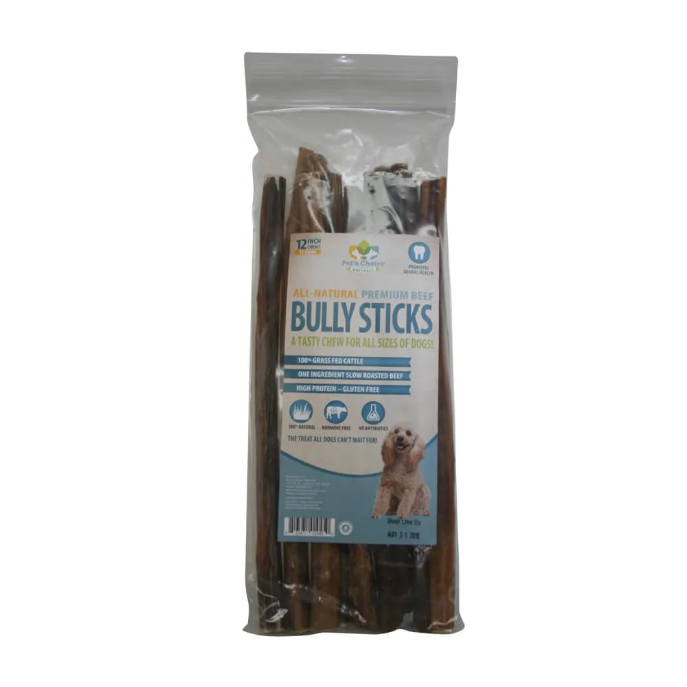 Dog Bully Sticks Premium All Natural Dog Pizzle Chews, 12"