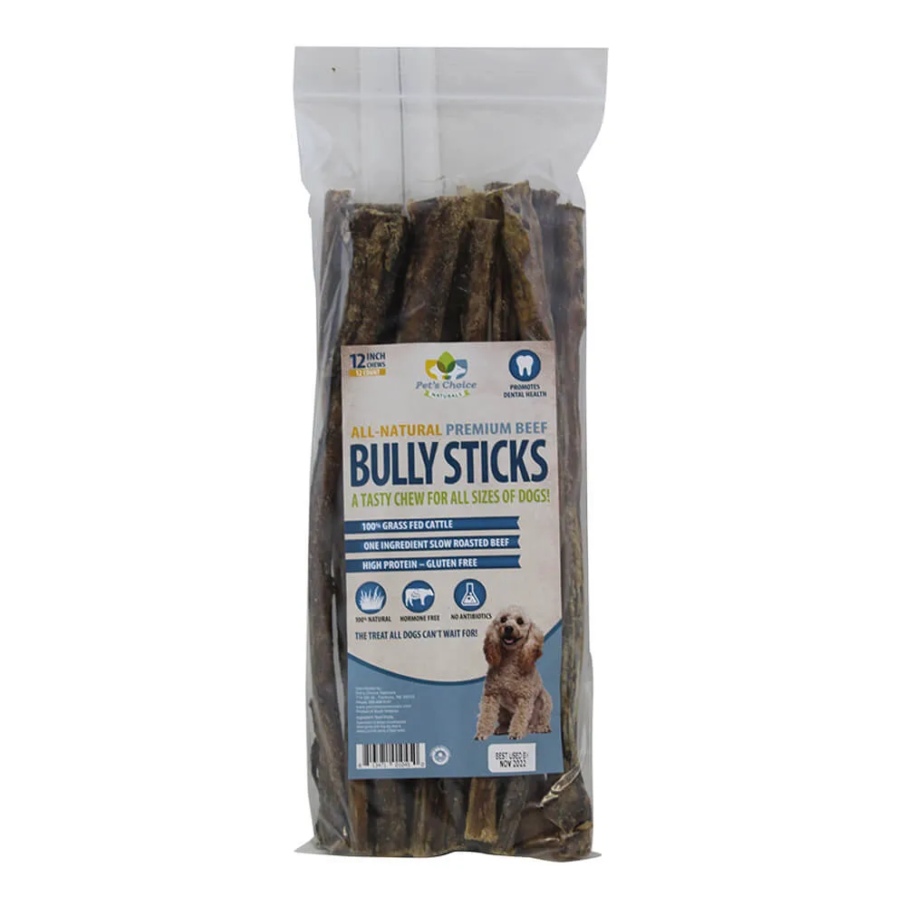 Dog Bully Sticks Premium All Natural Dog Pizzle Chews, 12"