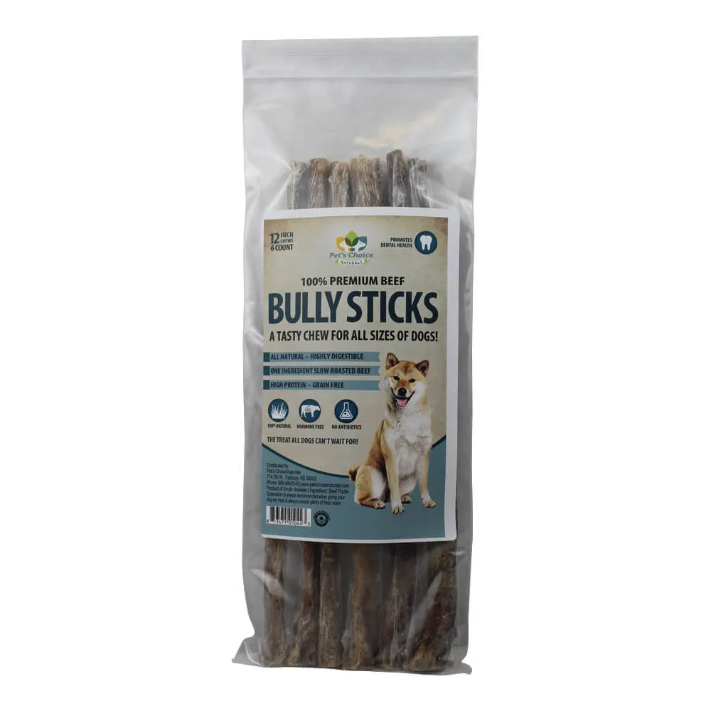 Dog Bully Sticks Premium All Natural Dog Pizzle Chews, 12"