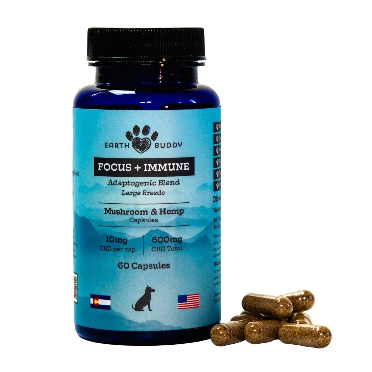 Earth Buddy Focus   Immune-Mushroom & Hemp Capsules for Large Breeds 10mg 4pk