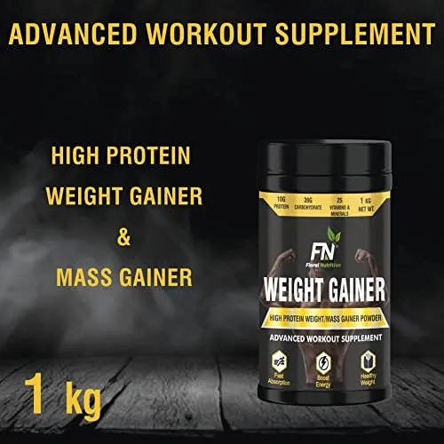 Floral Nutrition Weight Gainer / Mass Gainer - 10g Protein, 78g Carbs, High Calories Added Vitamins, Minerals, Good fat, Digesting Weight Gainer Powder for Men & Women 1 Kg Rich Chocolate Flavor (20 Servings)