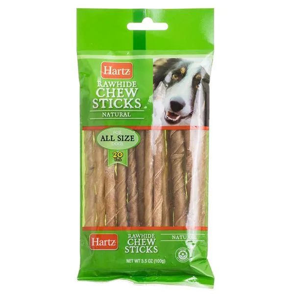 HARTZ - Rawhide Chew Sticks Natural - 20 Pack