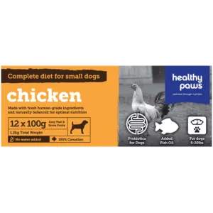 Healthy Paws Raw Dog Food Complete Small Dog Dinner Chicken Recipe