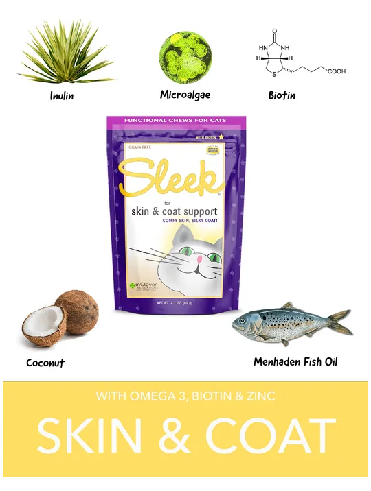 InClover Sleek Skin & Coat Support Soft Chews Supplement for Cats