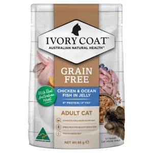 Ivory Coat Grain Free Chicken and Ocean Fish in Jelly Adult Cat Wet Food 85g