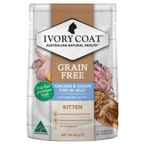 Ivory Coat Grain Free Chicken and Ocean Fish in Jelly Kitten Wet Food 85g