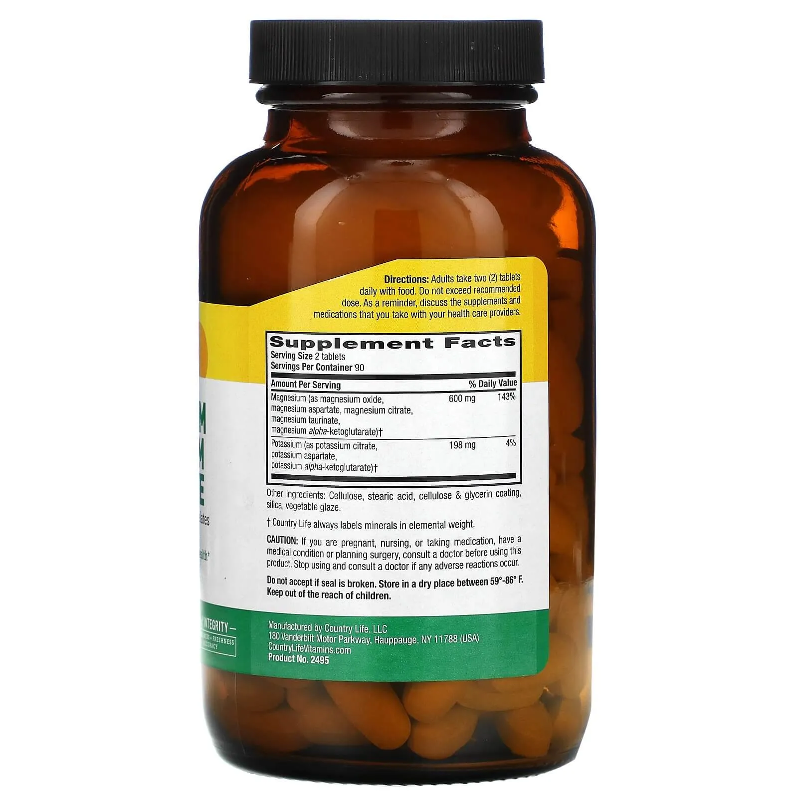 Magnesium Potassium Aspartate, Country Life, Target-Mins, 180 Tablets