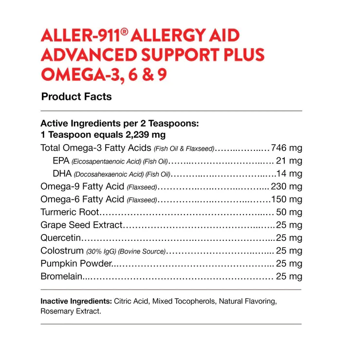 NaturVet Aller-911 Advanced Allergy Aid Formula Powder 9oz