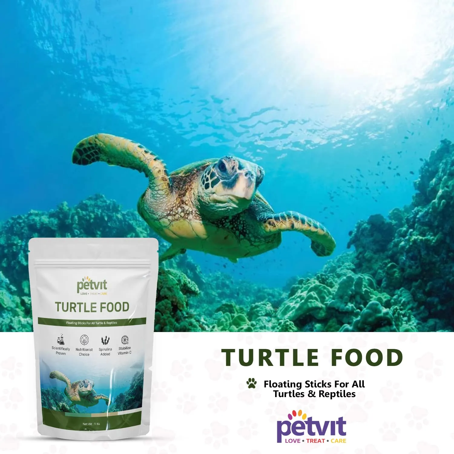 Petvit Turtle Food with Essential Vitamins | Supports Growth, Color, and Immunity - 1kg