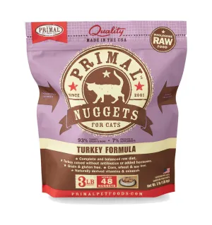 Primal Feline Raw Frozen Nuggets Turkey 3lb