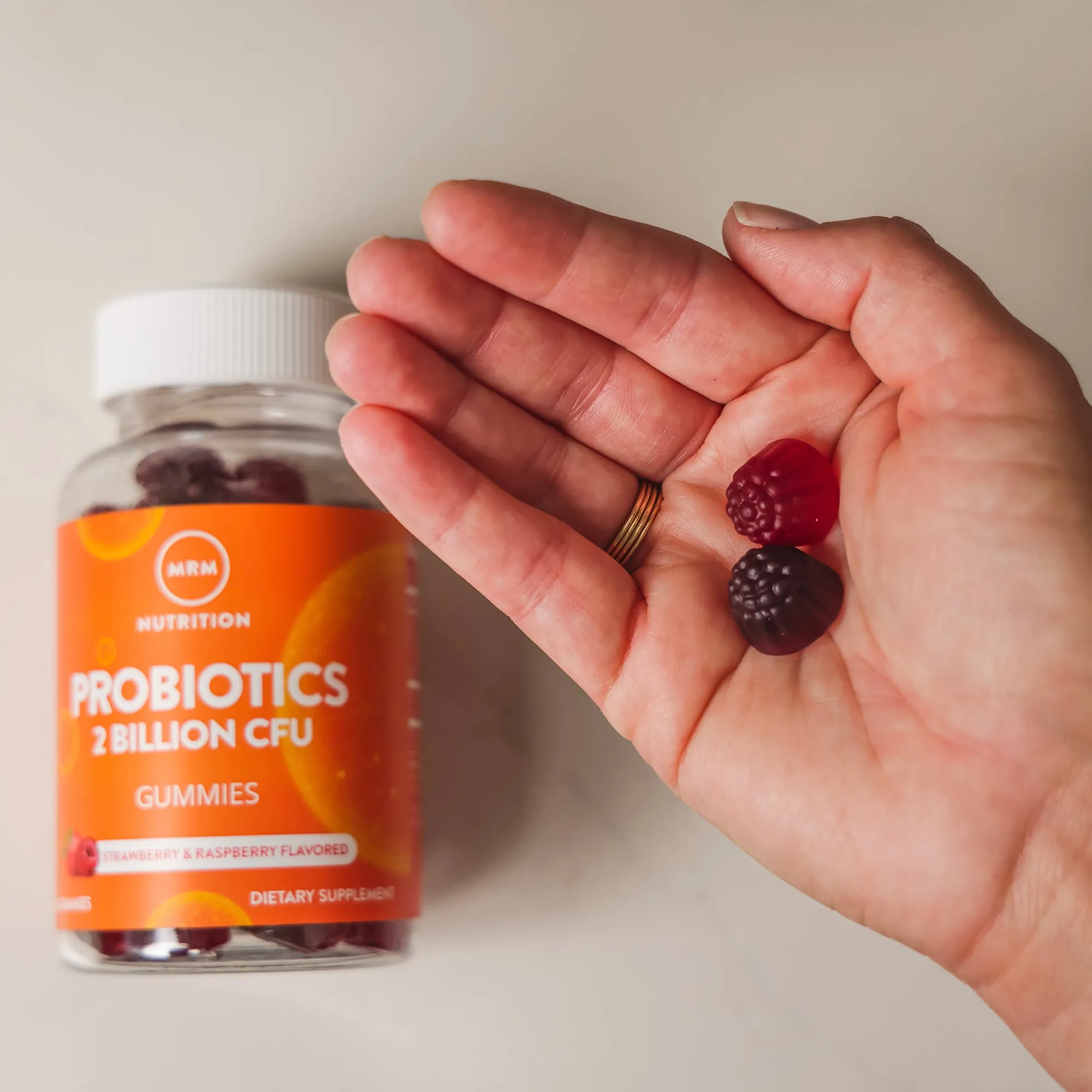 Probiotics Gummies | 2 Billion CFU | Natural Strawberry & Raspberry Flavored | 30 servings