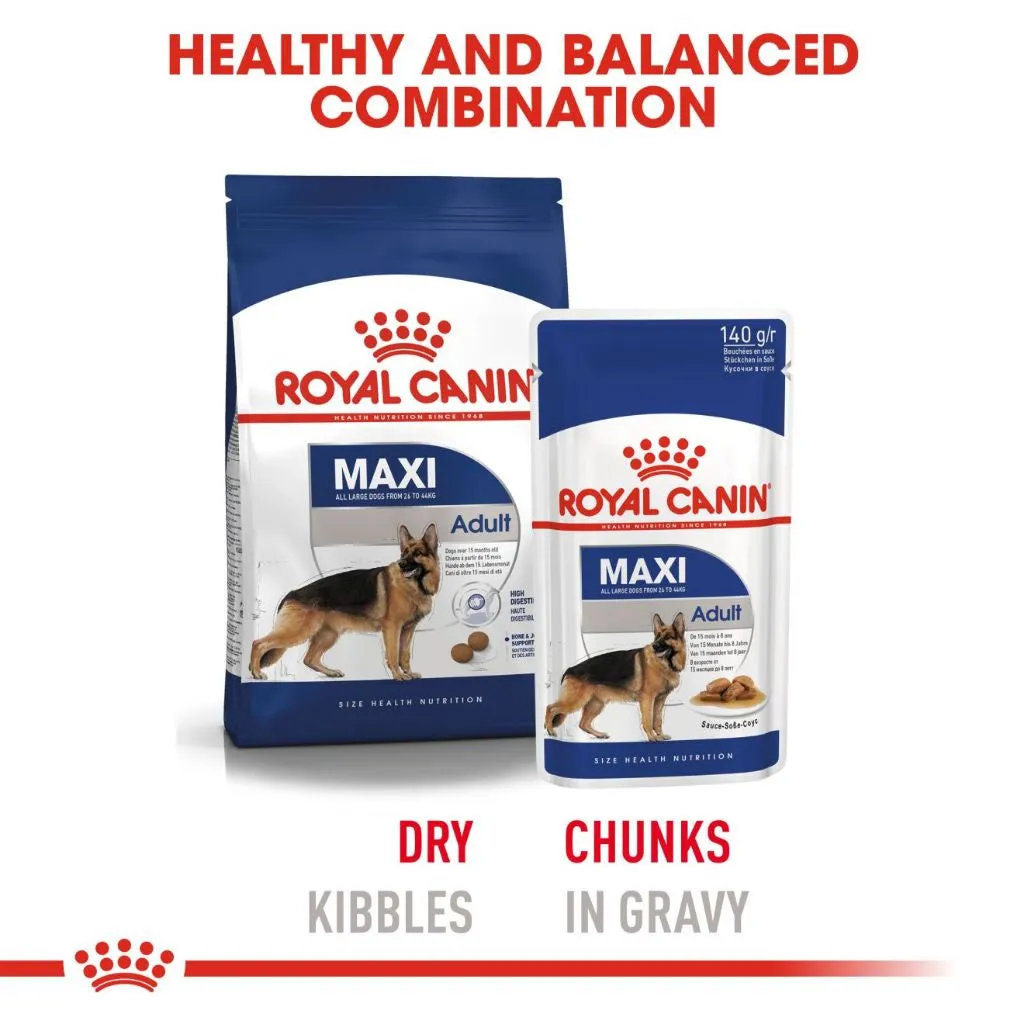 Royal Canin Maxi Adult 140g Pouch Wet Dog Food - Size Health Nutrition