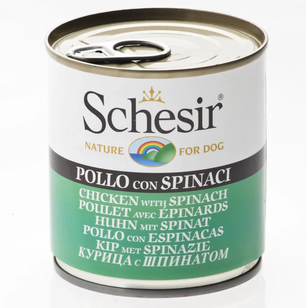 Schesir Chicken with Spinach Canned Dog Food 285g