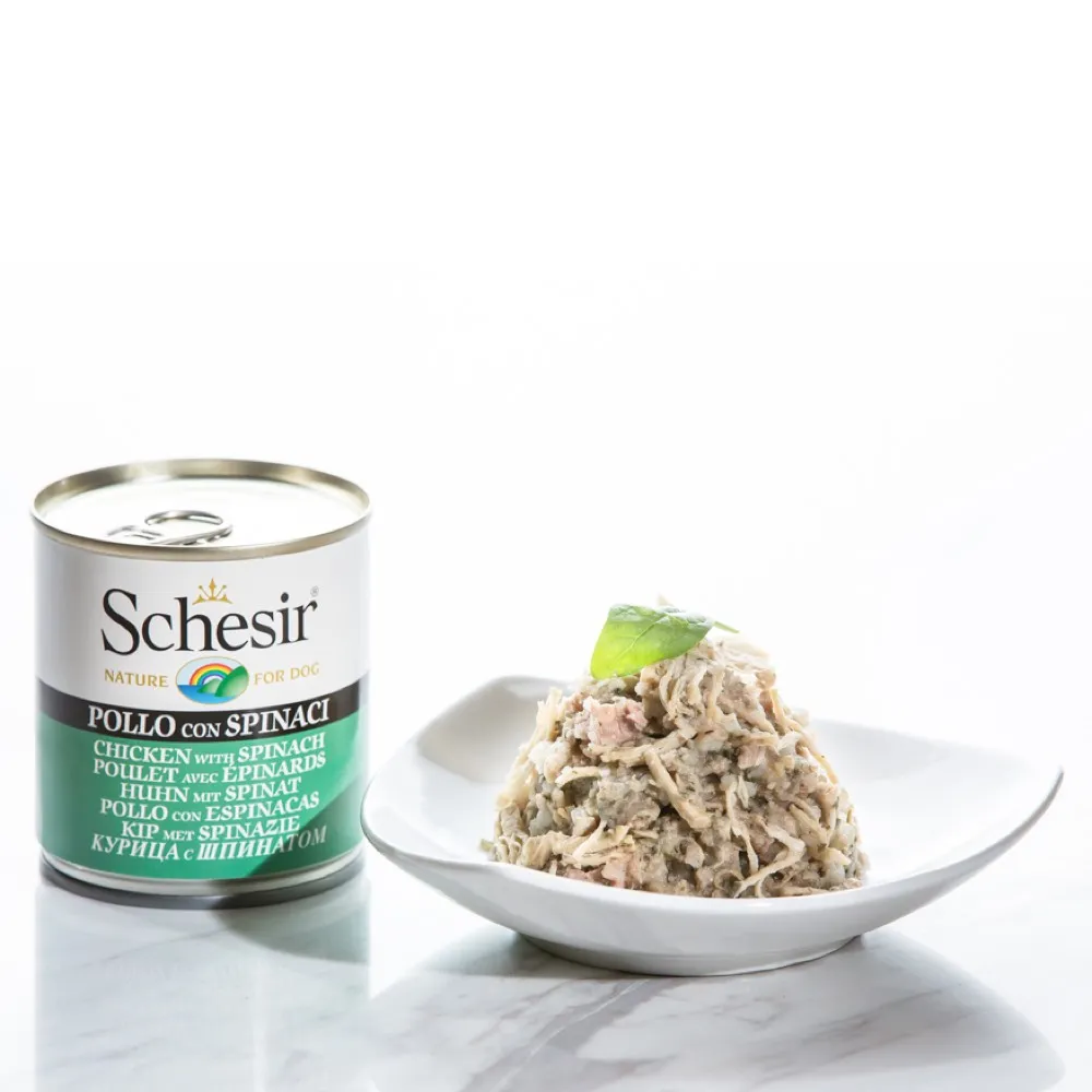 Schesir Chicken with Spinach Canned Dog Food 285g