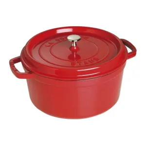 Staub 1004228 Cast Iron 9-qt Round Cocotte, Cherry