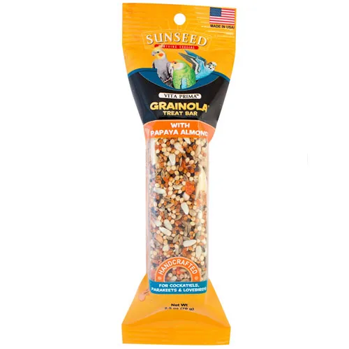 Sunseed Vita Prima Grainola Treat Bar With Papaya & Almond For Birds 2.5oz