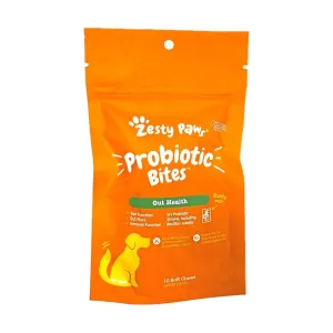 TRIAL SPECIAL 25% OFF (1 per order): Zesty Paws Probiotic Bites Pumpkin Dog Chews Trial Pack 10ct