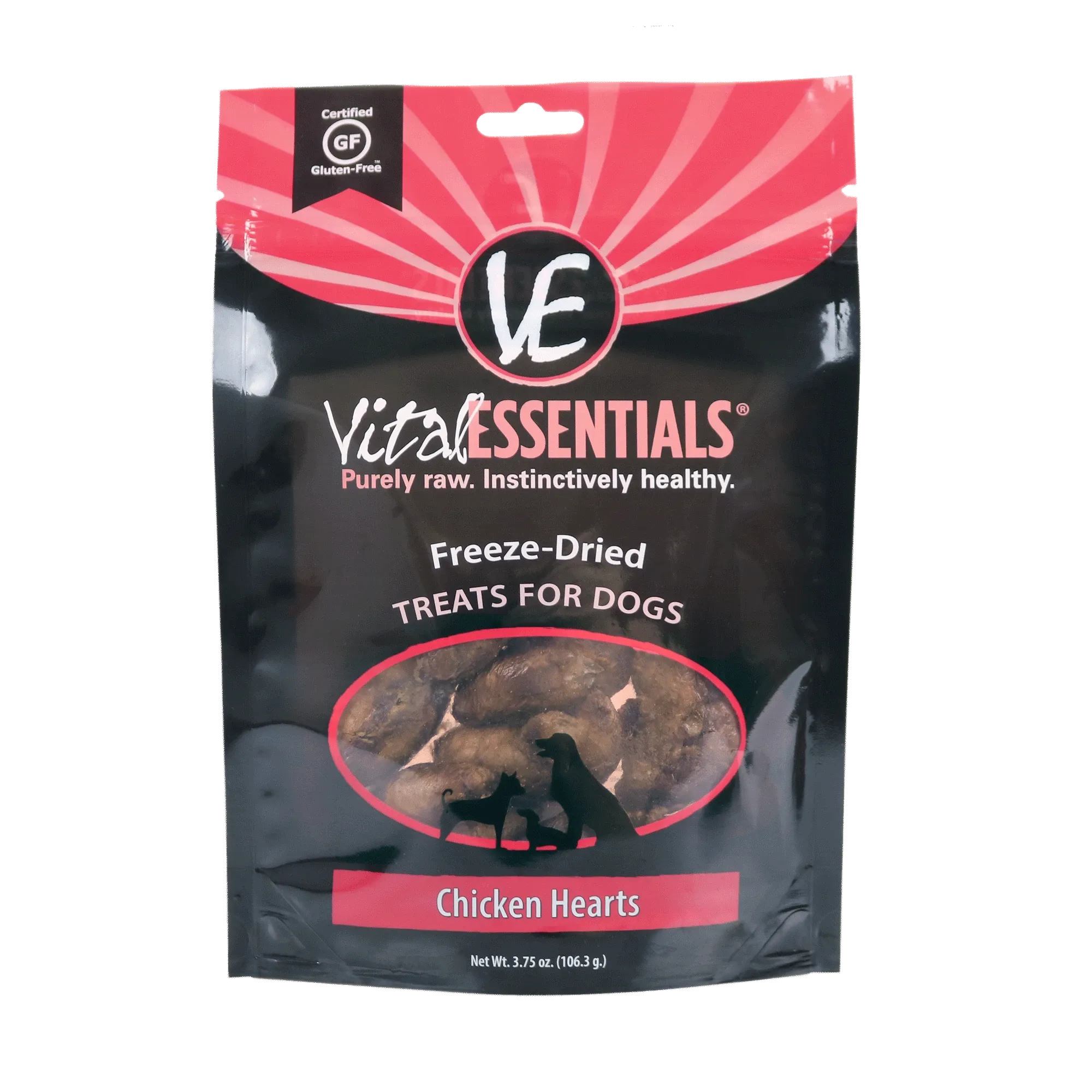 Vital Essentials Chicken Hearts Freeze-Dried Grain Free Family Size Treats, 3.75 oz