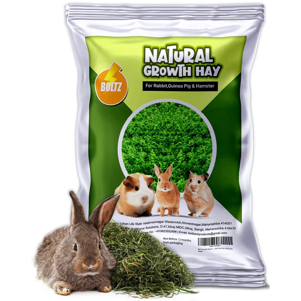 Vitapol Karma Food for Rabbits and Boltz Natural Growth Hay for Rabbits Guinea Pigs and Hamsters Combo