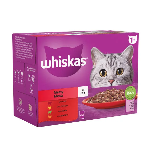 Whiskas | Wet Cat Food Pouches | Adult | Meaty Meals in Jelly - 12 x 85g