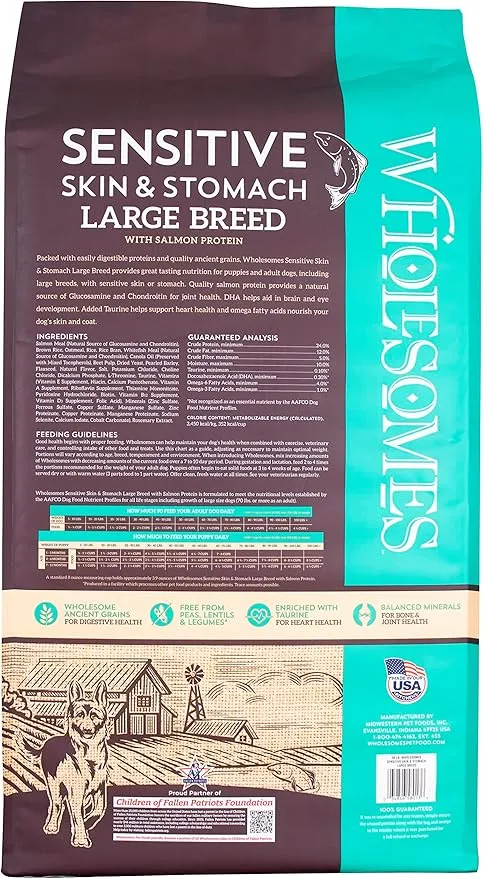 Wholesomes Sensitive Large Breed Dog Food 30lb  **BUY 12 GET 1 FREE**